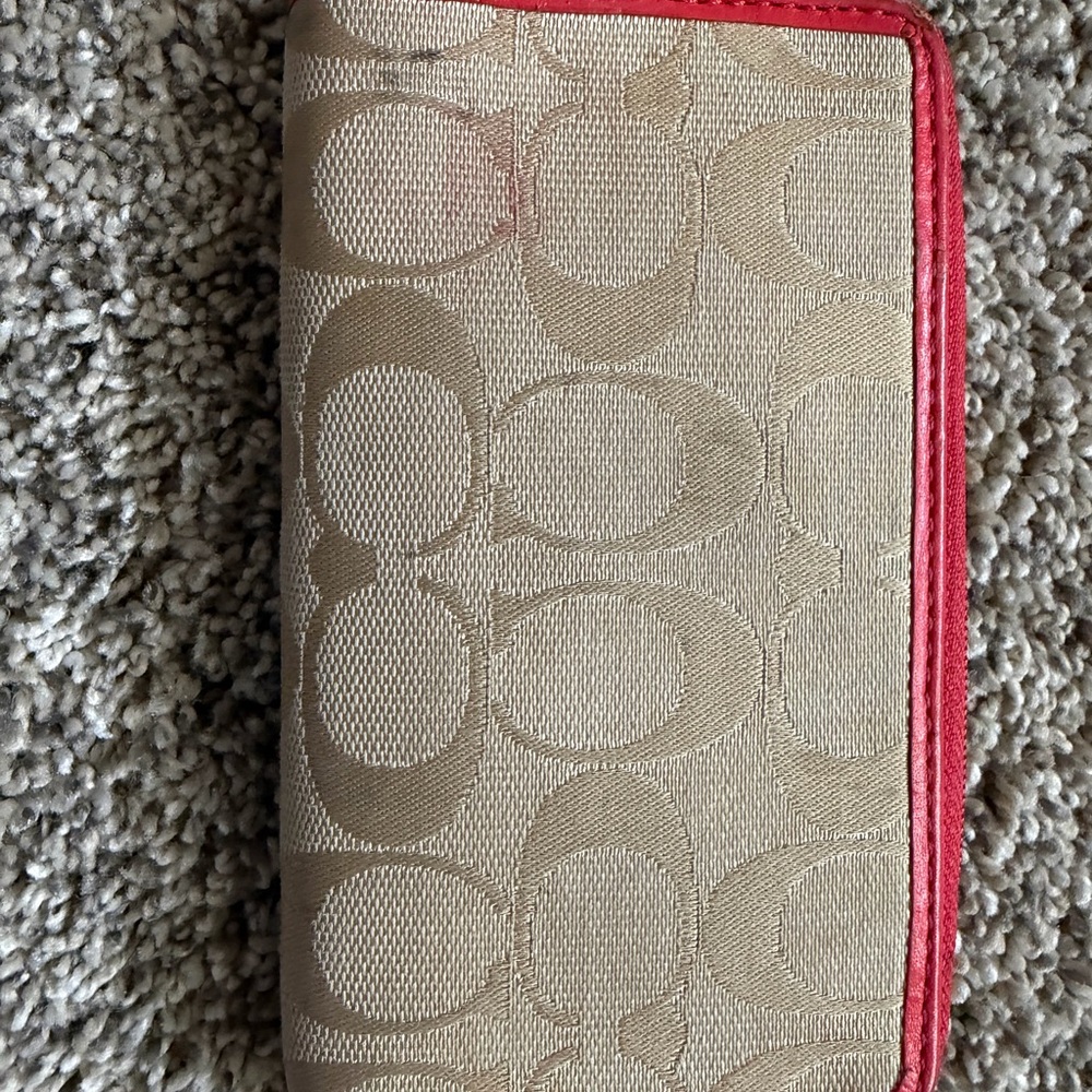 Coach Tan and Red Wristlet - Picture 4 of 6